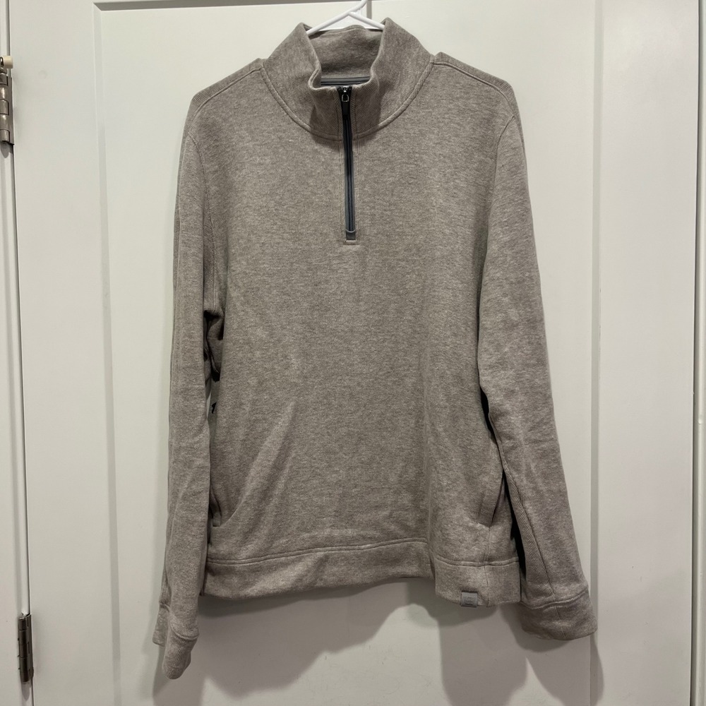 Mack Weldon Mens Quarter Zip Pullover Heather Gray Cotton Blend Size Medium